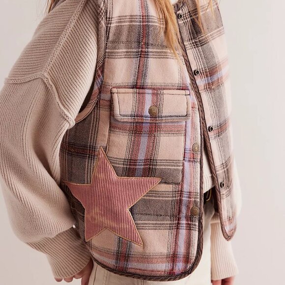 NWT We The Free Starry Plaid Vest - Picture 2 of 10